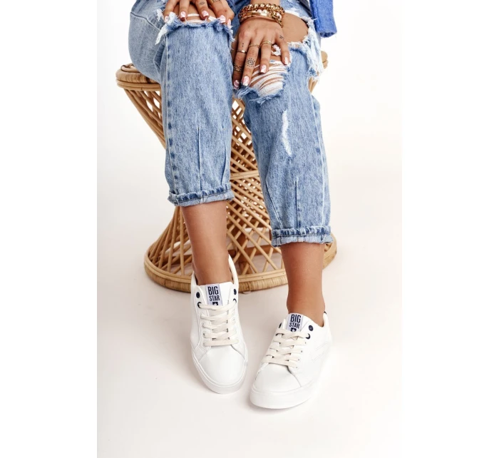 Dámské Kožené Tenisky BIG STAR BB274211 Bile Modre Dámské Kožené Tenisky BIG STAR BB274211 Bile Modre