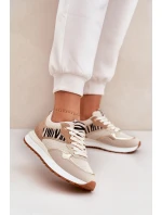 Dámské Sportovní Boty Na Platformě Zebra Béžové Davinara