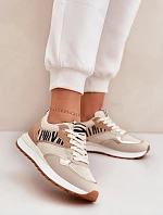 Dámské Sportovní Boty Na Platformě Zebra Béžové Davinara