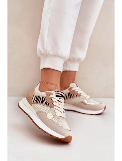 Dámské Sportovní Boty Na Platformě Zebra Béžové Davinara