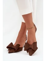 Lodičky s odkrytými patami a mašlí Hnědé Eklevia