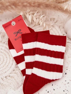Dámské Vánoční Punčochy V Proužky Červeno-Bílé