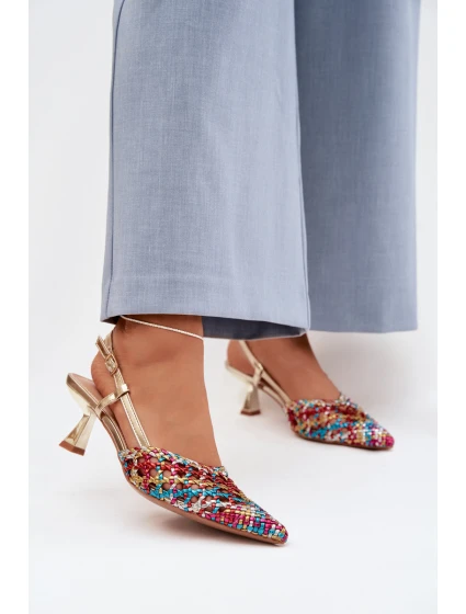 Dámské Plecione Sandály na podpatku vícebarevné Selinae Dámské Plecione Sandály na podpatku vícebarevné Selinae