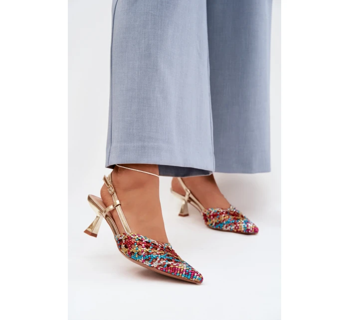 Dámské Plecione Sandály na podpatku vícebarevné Selinae Dámské Plecione Sandály na podpatku vícebarevné Selinae