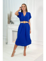 Šaty s ozdobným páskem fialovo-modré