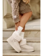 Sněhule Na Platformě S Kožešinou Big Star Světle béžové