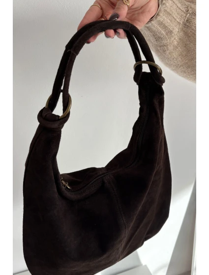 Dámská kabelka z přírodního semiše Floriah – čokoládová