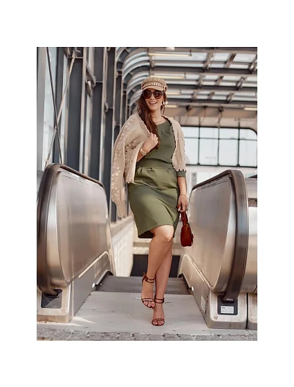 Dámské šaty model 21258985 khaki - Fasardi Dámské šaty model 21258985 khaki - Fasardi