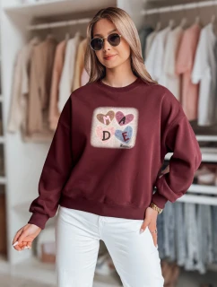 Dámská nadměrná mikina se srdíčky MADELIN vínová FashionStreet BY1458