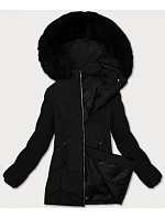 Černá dámská zimní plus size bunda s kapucí model 21248343 - S'WEST