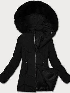 Černá dámská zimní plus size bunda s kapucí model 21248343 - S'WEST