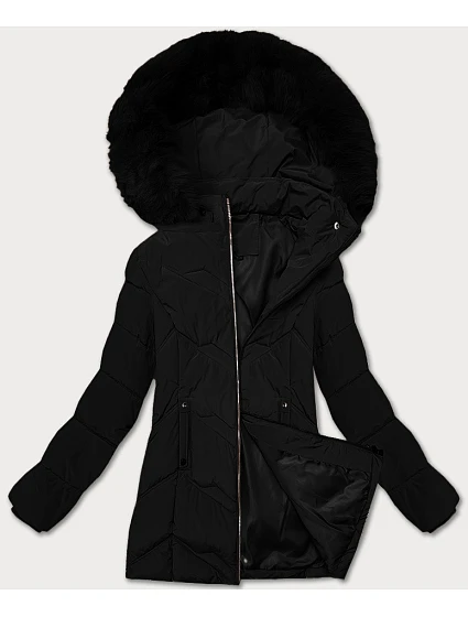 Černá dámská zimní plus size bunda s kapucí model 21248343 - S'WEST