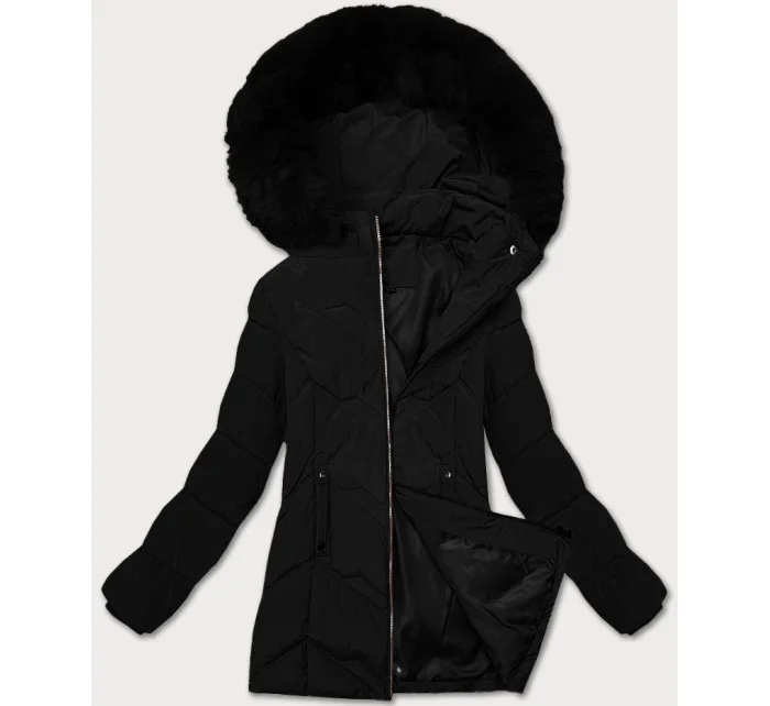 Černá dámská zimní plus size bunda s kapucí model 21248343 - S'WEST