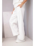 Dámský komplet mikina s kapucí a volné kalhoty se šňůrkou máslový ecru