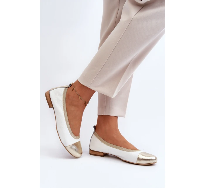 Zazoo 2890 Kožené baleríny bílo-zlaté