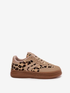 Dámské tenisky na platformě s leopardím vzorem – béžové Denissa