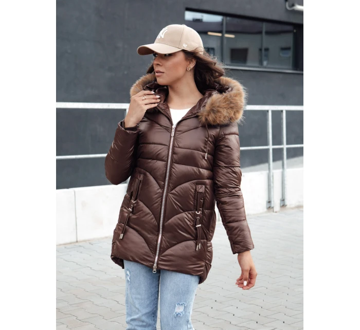 Dámská zimní bunda s kapucí WINTERCHIC hnědá FashionStreet TY4458