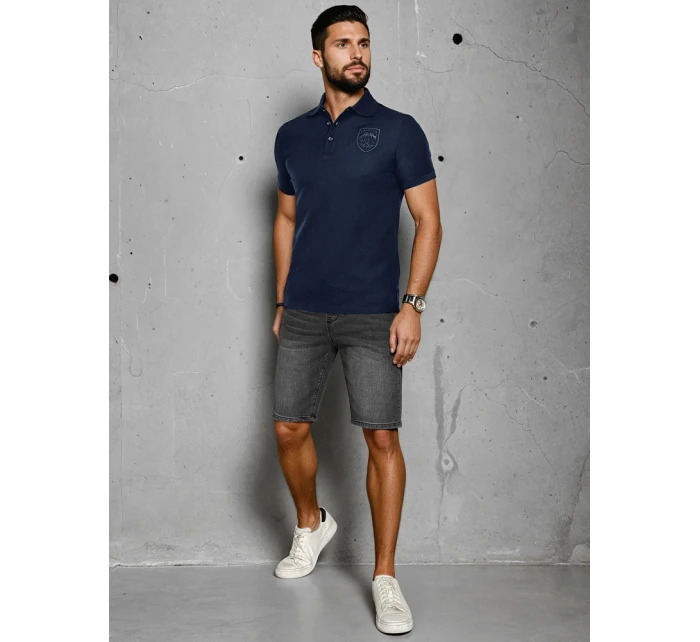 Pánská polokošile s nášivkou modrá FashionStreet PX0625