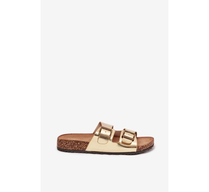 Dámské sandály na korkové platformě s přezkami zlaté model 21704305 - EVENTO Dámské sandály na korkové platformě s přezkami zlaté model 21704305 - EVENTO