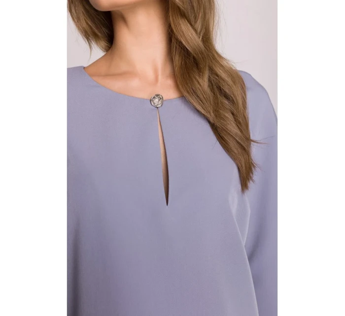 Šaty uvolněného střihu s výstřihem s šedá model 20966109 - STYLOVE Šaty uvolněného střihu s výstřihem s šedá model 20966109 - STYLOVE