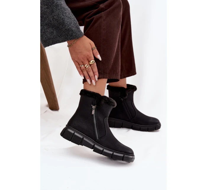 Dámské sněhule Briselle na platformě s kožešinou – černé Dámské sněhule Briselle na platformě s kožešinou – černé