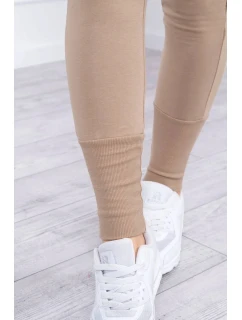 Komplet z szerokimi ściągaczami camelowy