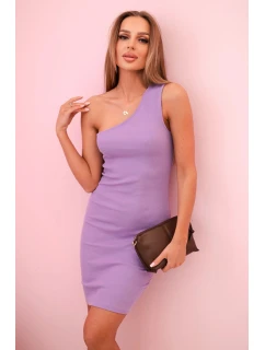 Dámské bavlněné šaty na jedno rameno s přiléhavým střihem fialová světlá
