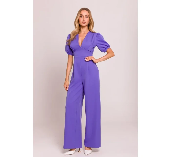 M852 Kombinéza s puff rukávy - světle fialová