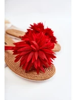 Dámské žabky s látkovým ornamentem Červené Eviana Dámské žabky s látkovým ornamentem Červené Eviana