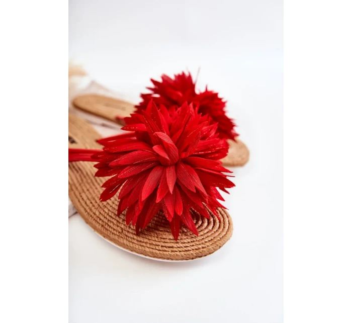 Dámské žabky s látkovým ornamentem Červené Eviana Dámské žabky s látkovým ornamentem Červené Eviana