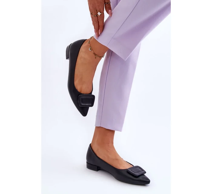 Klasické baleríny s zdobením černe Rivea Klasické baleríny s zdobením černe Rivea