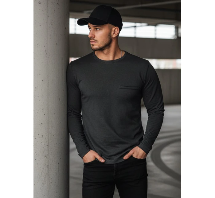 Pánské tmavě šedé tričko s dlouhým rukávem Dstreet model 21967968 - FashionStreet
