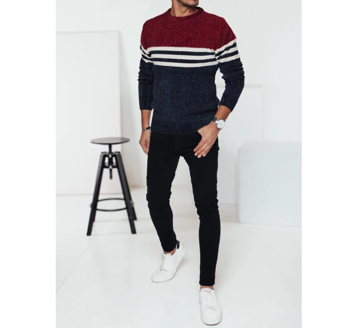 Pánský pruhovaný tmavě modrý svetr FashionStreet WX2229