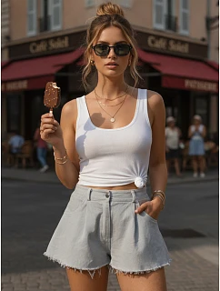 Spodenki damskie jeansowe na z szare model 22210608 - FashionStreet
