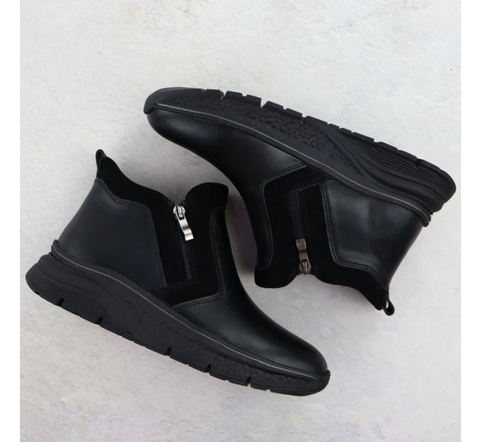 Dámské kožené zateplené boty na zip černé Filippo 7292 Dámské kožené zateplené boty na zip černé Filippo 7292