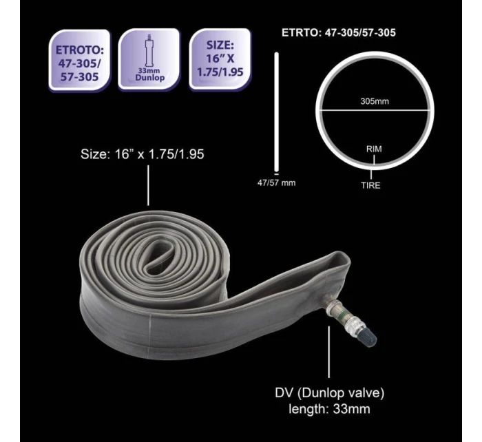 Cyklistická guma 16x1,75/1,95 Převody pro jízdní kola