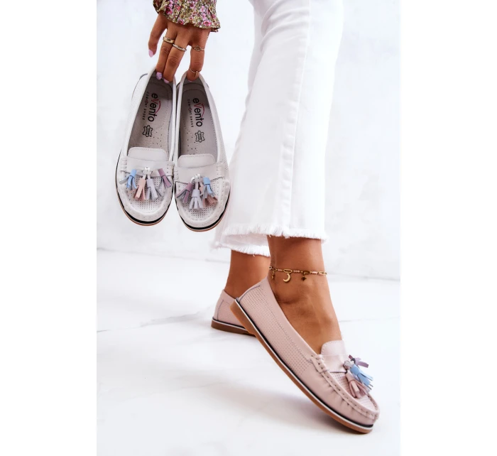 Dámské kožené mokasíny s třásněmi model 21581278 - EVENTO Dámské kožené mokasíny s třásněmi model 21581278 - EVENTO