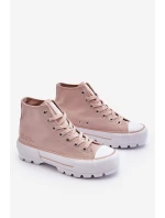 Vysoký Látkové tenisky na platformě Big Star LL274157 Nude