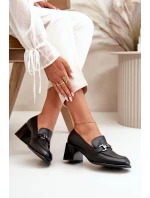 Elegantní Dámské Kožené Polobotky Na Podpatku Černé model 21668909 - VINCEZA