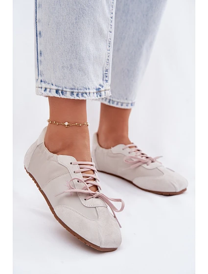 Semišové Nízké Dámské Tenisky Big Star TT274599 Béžové