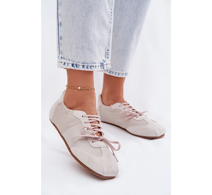 Semišové Nízké Dámské Tenisky Big Star TT274599 Béžové