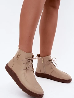 Dámské kožené barefoot polobotky s izolací model 22366434 béžové - Zazoo