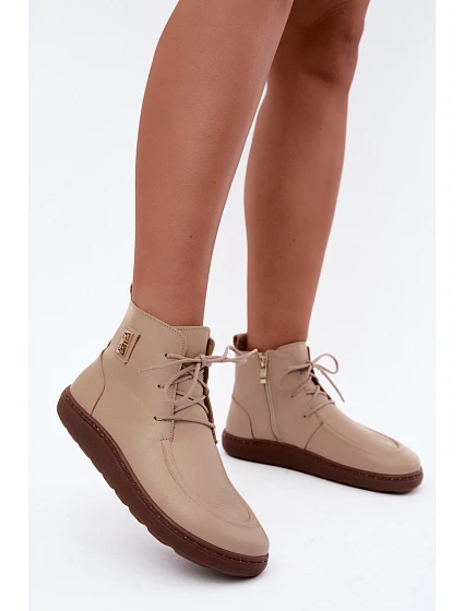 Dámské kožené barefoot polobotky s izolací Zazoo 3077 béžové Dámské kožené barefoot polobotky s izolací Zazoo 3077 béžové