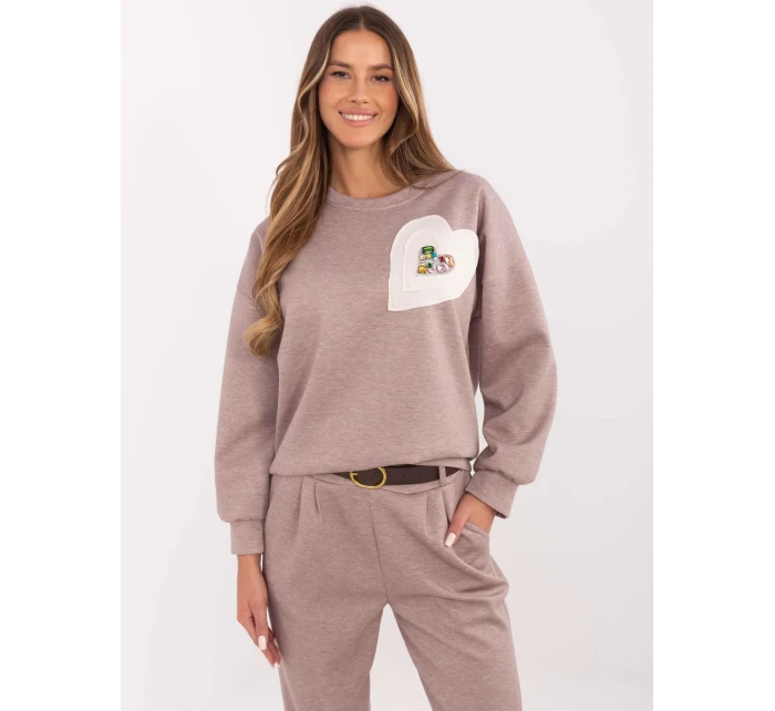 Bluza DHJ BL model 20857392 ciemny bezowy - FPrice Bluza DHJ BL model 20857392 ciemny bezowy - FPrice