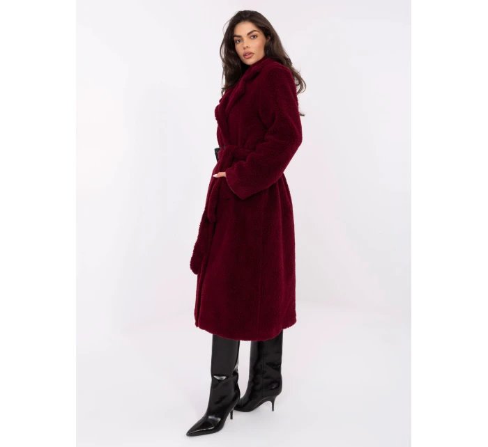 Płaszcz IT PL model 21766305 bordowy - FPrice Płaszcz IT PL model 21766305 bordowy - FPrice