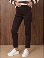 Jeansy damskie z wysokim stanem mom fit brązowe FashionStreet UY3224 Jeansy damskie z wysokim stanem mom fit brązowe FashionStreet UY3224