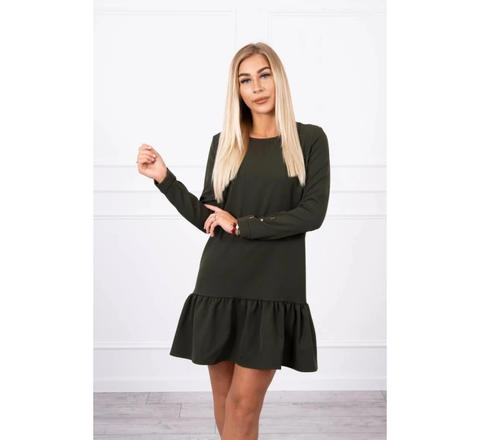 Šaty s khaki volánem