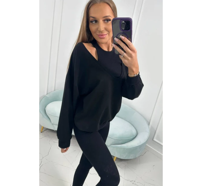 3-dílná sada mikina + top + legíny černá