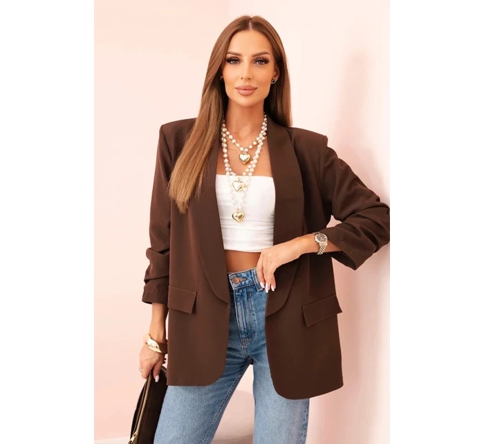 Elegantní sako s klopami hnědé Elegantní sako s klopami hnědé