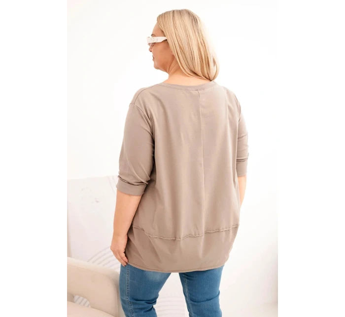 Dámská blůza Plus Size z bavlny s ozdobnými knoflíky a ohrnutými rukávy fango